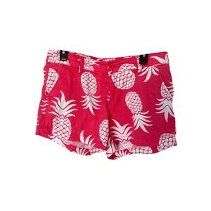 Tori Richard Honolulu Shorts Coral White Pineapples Pockets‎ 100% Cotton Size 8